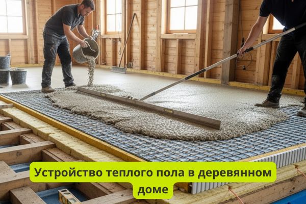 устройство стяжки для пола в деревянном доме фото